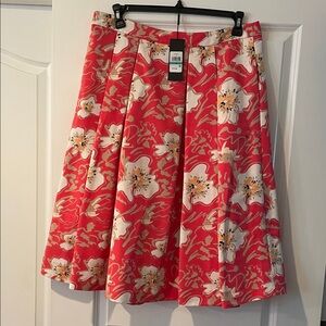 Karl Lagerfeld Coral and Cream Floral A-Line Skirt